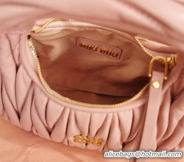 Super Quality Miu Miu Wander Matelasse Nappa Leather Hobo Mini bag 5BP078 Light Pink