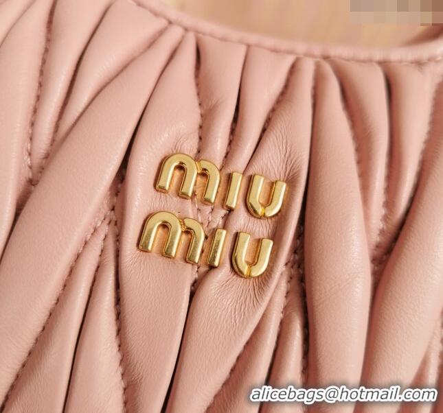 Super Quality Miu Miu Wander Matelasse Nappa Leather Hobo Mini bag 5BP078 Light Pink