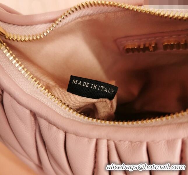 Super Quality Miu Miu Wander Matelasse Nappa Leather Hobo Mini bag 5BP078 Light Pink