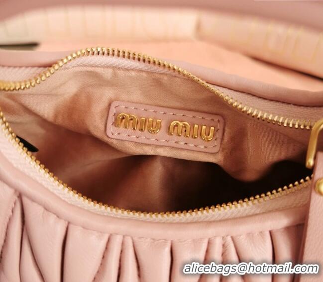 Super Quality Miu Miu Wander Matelasse Nappa Leather Hobo Mini bag 5BP078 Light Pink