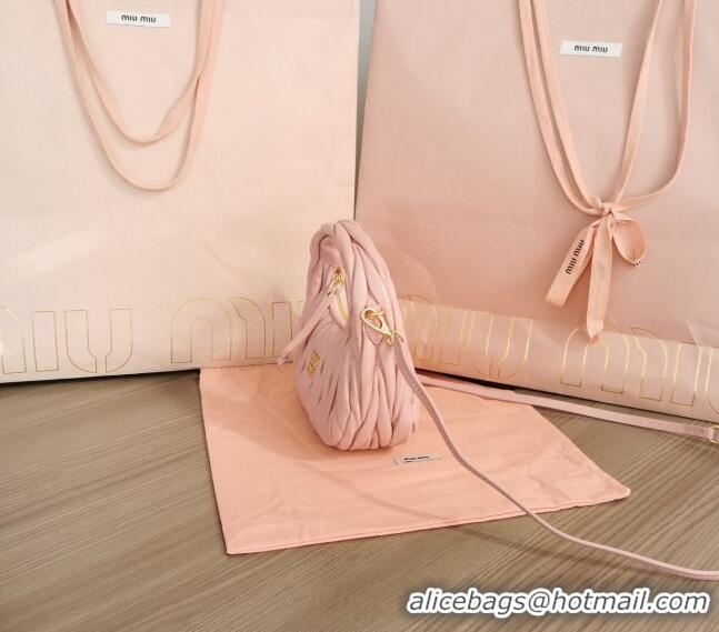 Super Quality Miu Miu Wander Matelasse Nappa Leather Hobo Mini bag 5BP078 Light Pink