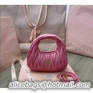 Inexpensive Miu Miu Wander Matelasse Nappa Leather Hobo Mini bag 5BP078 Light Purple 2023