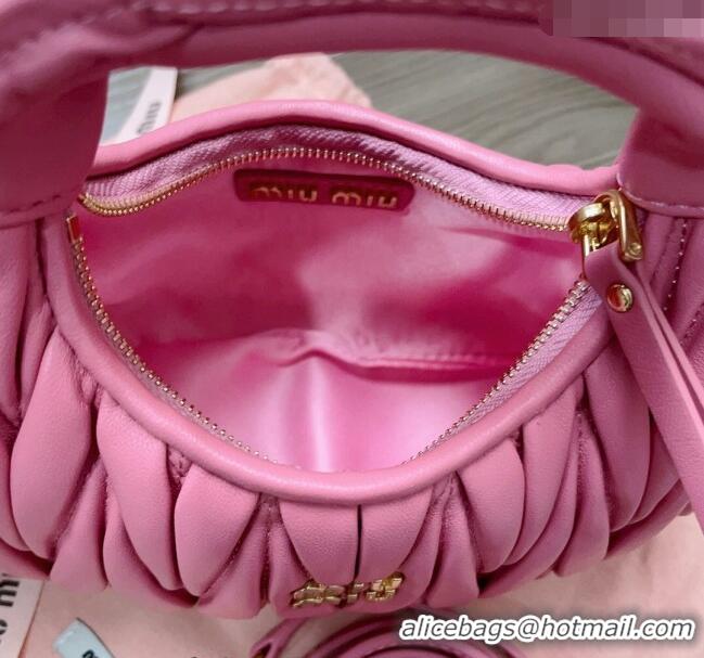 Inexpensive Miu Miu Wander Matelasse Nappa Leather Hobo Mini bag 5BP078 Light Purple 2023