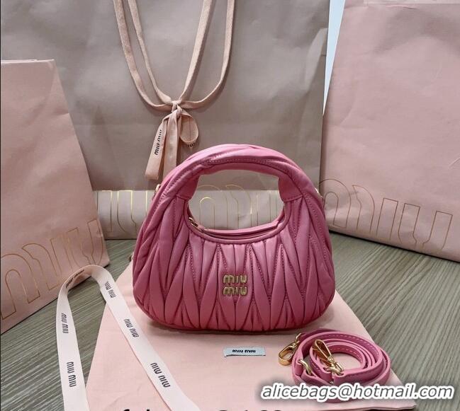 Inexpensive Miu Miu Wander Matelasse Nappa Leather Hobo Mini bag 5BP078 Light Purple 2023