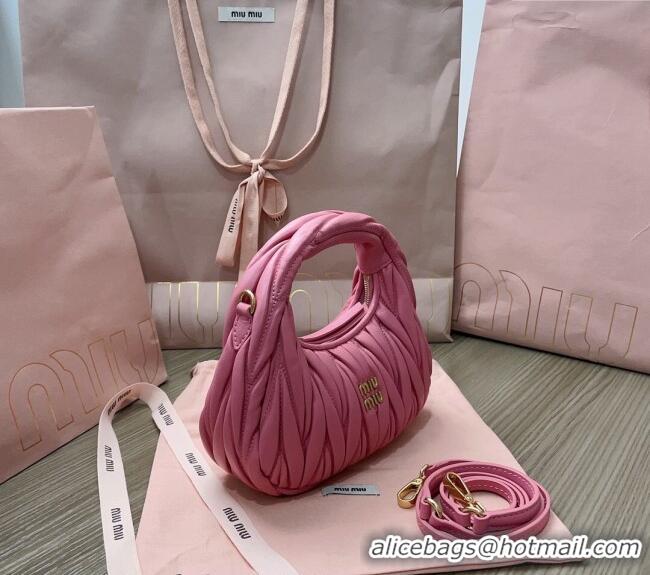 Inexpensive Miu Miu Wander Matelasse Nappa Leather Hobo Mini bag 5BP078 Light Purple 2023