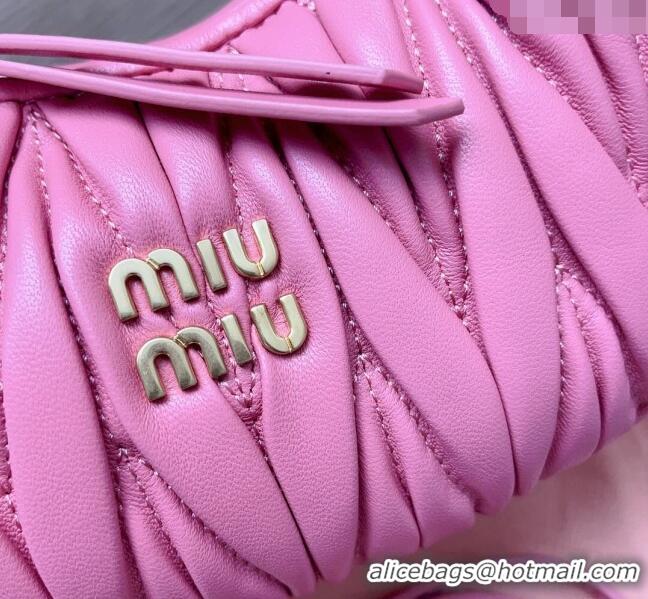 Inexpensive Miu Miu Wander Matelasse Nappa Leather Hobo Mini bag 5BP078 Light Purple 2023