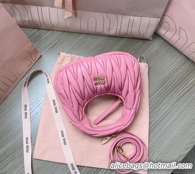 Inexpensive Miu Miu Wander Matelasse Nappa Leather Hobo Mini bag 5BP078 Light Purple 2023