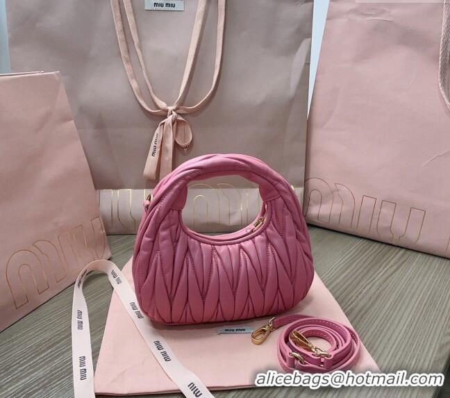 Inexpensive Miu Miu Wander Matelasse Nappa Leather Hobo Mini bag 5BP078 Light Purple 2023