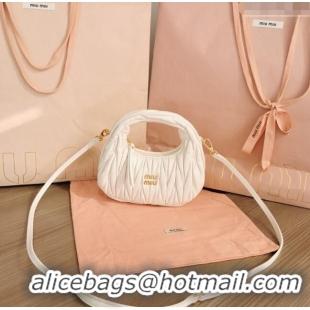 Grade Design Miu Miu Wander Matelasse Nappa Leather Hobo Mini bag 5BP078 White/Gold 2023