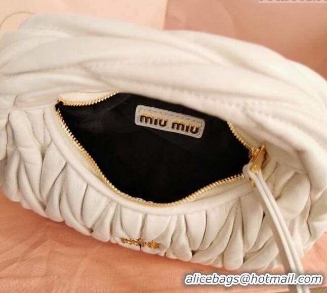 Grade Design Miu Miu Wander Matelasse Nappa Leather Hobo Mini bag 5BP078 White/Gold 2023