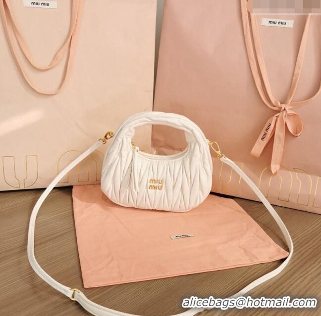 Grade Design Miu Miu Wander Matelasse Nappa Leather Hobo Mini bag 5BP078 White/Gold 2023