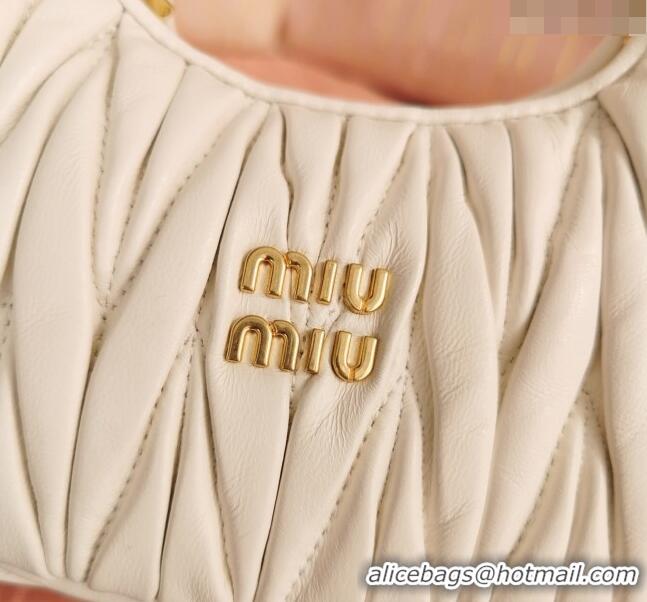 Grade Design Miu Miu Wander Matelasse Nappa Leather Hobo Mini bag 5BP078 White/Gold 2023