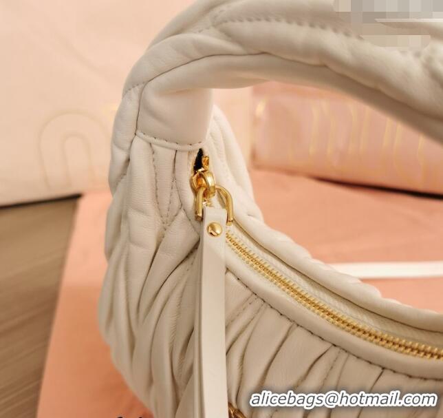 Grade Design Miu Miu Wander Matelasse Nappa Leather Hobo Mini bag 5BP078 White/Gold 2023