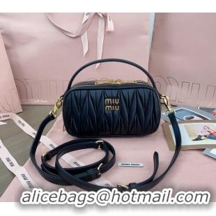 Most Popular Miu Miu Matelasse nappa leather shoulder bag 5BH229 Black 2024