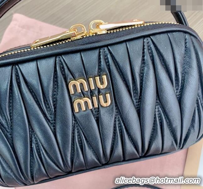 Most Popular Miu Miu Matelasse nappa leather shoulder bag 5BH229 Black 2024