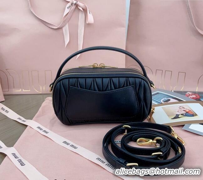 Most Popular Miu Miu Matelasse nappa leather shoulder bag 5BH229 Black 2024