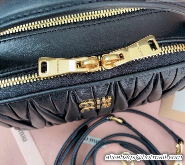 Most Popular Miu Miu Matelasse nappa leather shoulder bag 5BH229 Black 2024