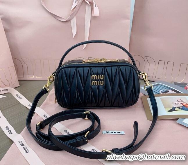 Most Popular Miu Miu Matelasse nappa leather shoulder bag 5BH229 Black 2024