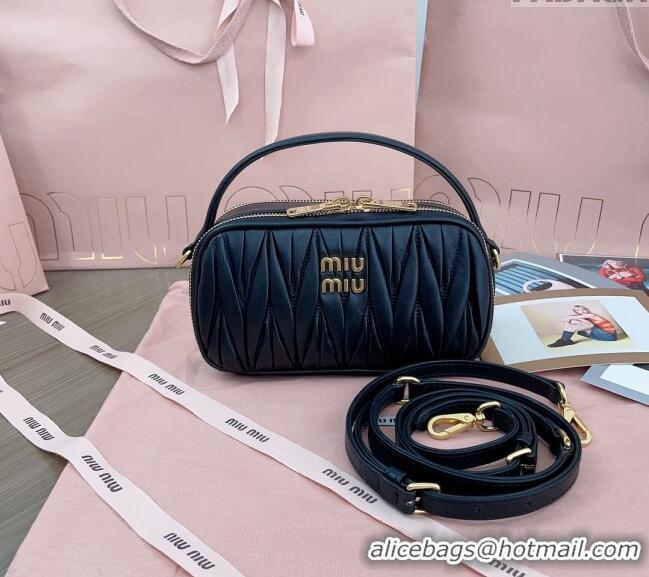 Most Popular Miu Miu Matelasse nappa leather shoulder bag 5BH229 Black 2024