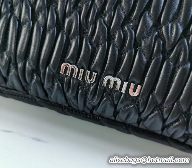 Luxurious Miu Miu Iconic Crystal Cloque Nappa leather bag 5BD233 Black 2024