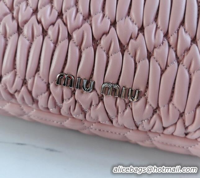 Pretty Style Miu Miu Iconic Crystal Cloqué Nappa leather bag 5BD233 Light Pink 2024