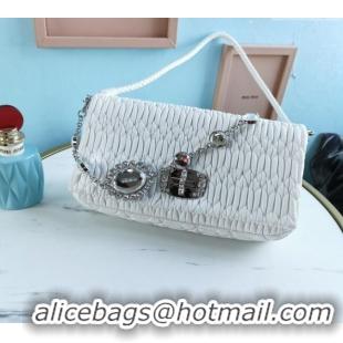 Reasonable Price Miu Miu Iconic Crystal Cloqué Nappa leather Bag 5BD233 White 2024