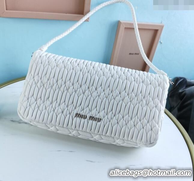 Reasonable Price Miu Miu Iconic Crystal Cloqué Nappa leather Bag 5BD233 White 2024