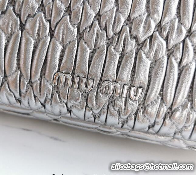 Shop Cheap Miu Miu Iconic Crystal Cloque Nappa leather bag 5BD233 Silver 2024