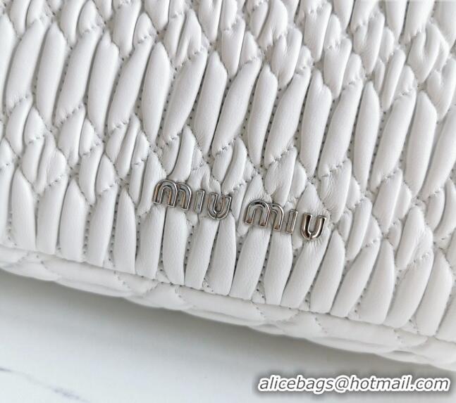 Market Sells Miu Miu Iconic Crystal Cloqué Nappa leather bag 5BD233 White 2024