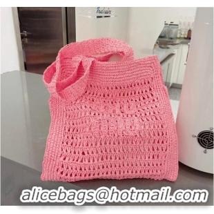 Well Crafted Miu Miu Crochet Straw Tote bag 0305 Pink 2024