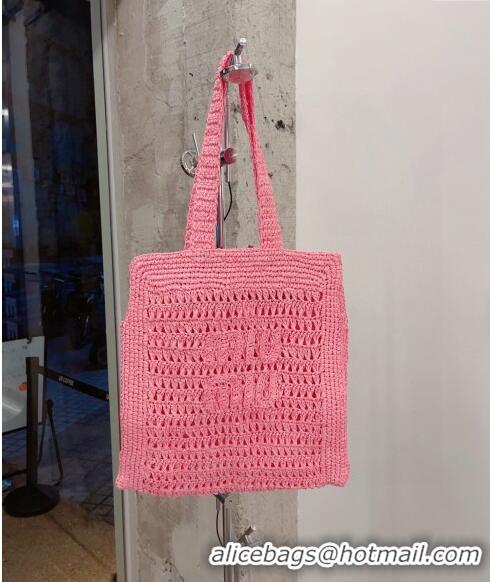 Well Crafted Miu Miu Crochet Straw Tote bag 0305 Pink 2024