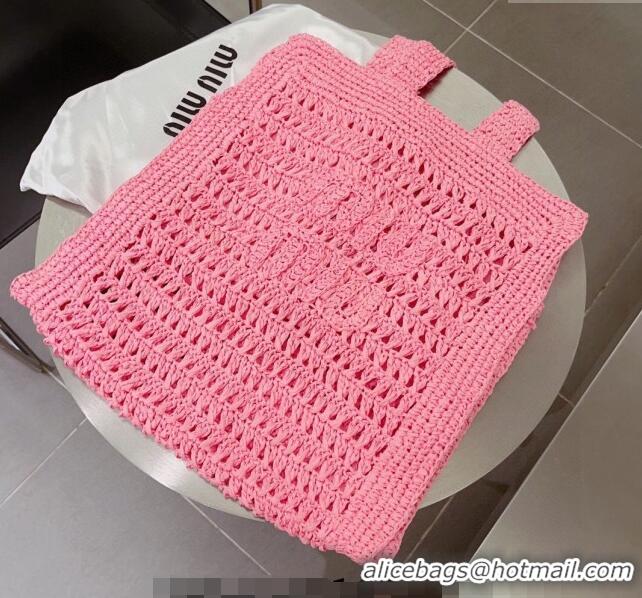 Well Crafted Miu Miu Crochet Straw Tote bag 0305 Pink 2024