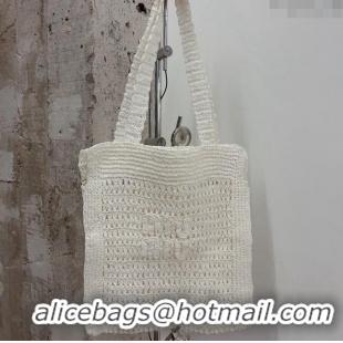 Sophisticated Grade Miu Miu Crochet Straw Tote bag 0305 White 2024