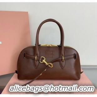 Market Sells Miu Miu Aventure nappa leather top-handle bag Briarwood 5BB168 Brown 2024