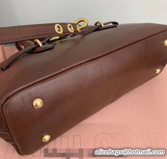 Market Sells Miu Miu Aventure nappa leather top-handle bag Briarwood 5BB168 Brown 2024