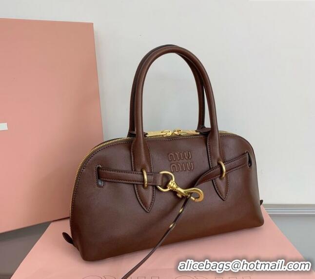 Market Sells Miu Miu Aventure nappa leather top-handle bag Briarwood 5BB168 Brown 2024