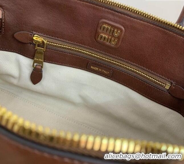 Market Sells Miu Miu Aventure nappa leather top-handle bag Briarwood 5BB168 Brown 2024