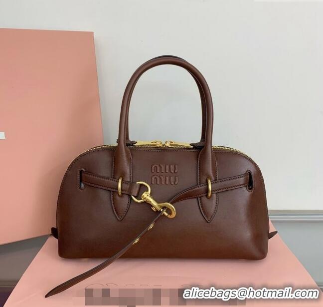 Market Sells Miu Miu Aventure nappa leather top-handle bag Briarwood 5BB168 Brown 2024