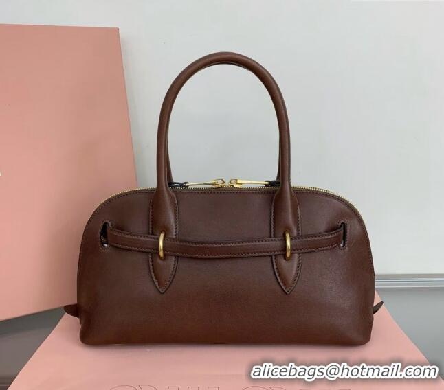 Market Sells Miu Miu Aventure nappa leather top-handle bag Briarwood 5BB168 Brown 2024