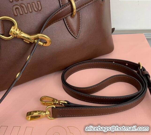 Market Sells Miu Miu Aventure nappa leather top-handle bag Briarwood 5BB168 Brown 2024