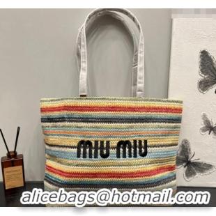 Pretty Style Miu Miu Crochet Straw Tote bag 0305 Green/Multi 2024