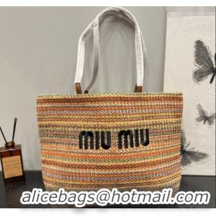 Luxurious Miu Miu Crochet Straw Tote bag 0305 Multicolor 2024