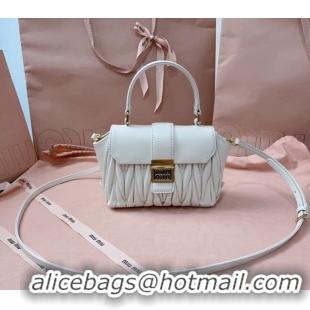 Best Price Miu Miu Matelassé nappa leather mini-bag 5BP083 White 2024