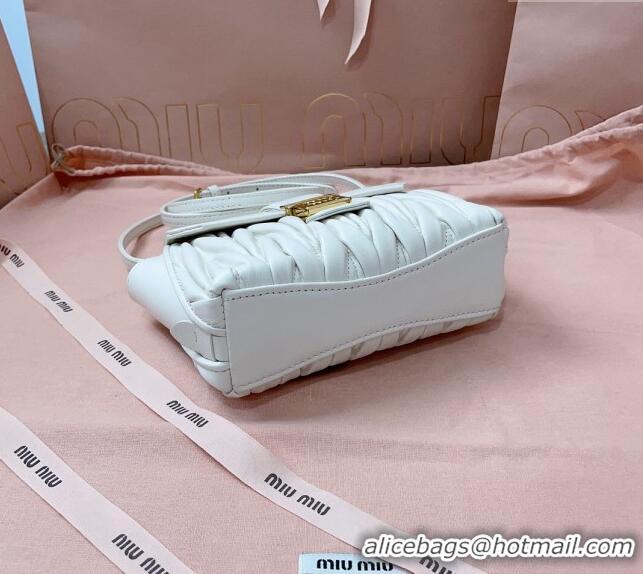 Best Price Miu Miu Matelassé nappa leather mini-bag 5BP083 White 2024