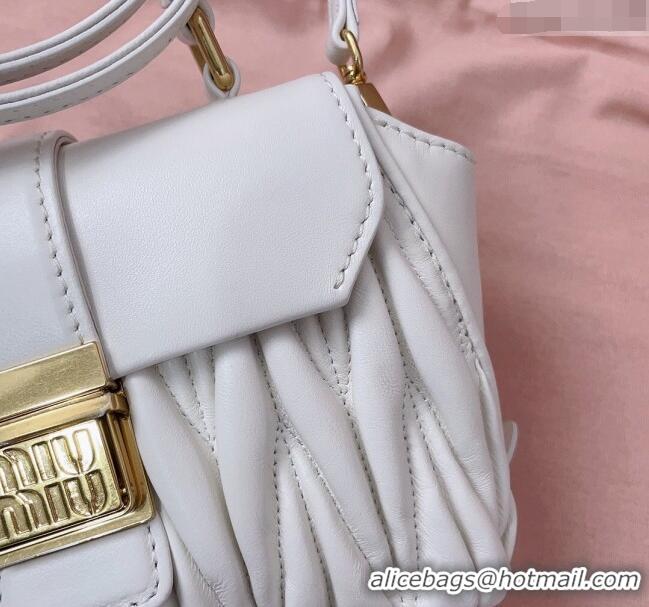 Best Price Miu Miu Matelassé nappa leather mini-bag 5BP083 White 2024