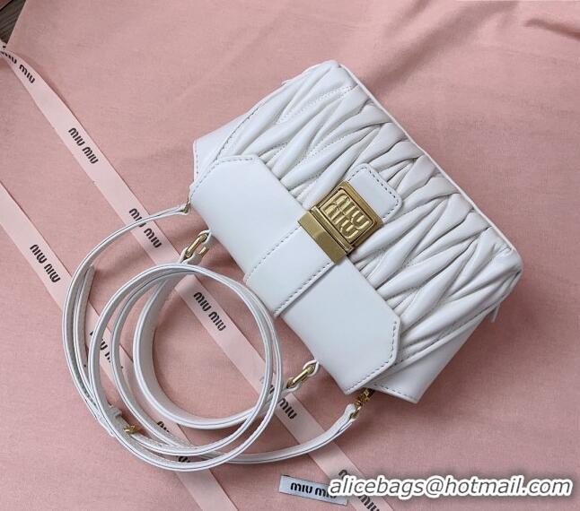 Best Price Miu Miu Matelassé nappa leather mini-bag 5BP083 White 2024