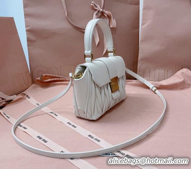 Best Price Miu Miu Matelassé nappa leather mini-bag 5BP083 White 2024