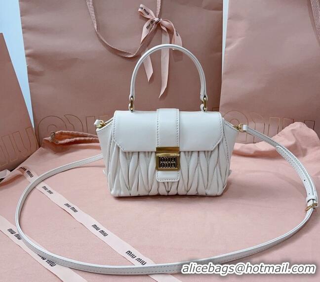 Best Price Miu Miu Matelassé nappa leather mini-bag 5BP083 White 2024