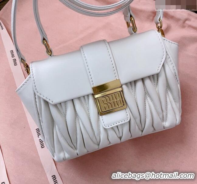 Best Price Miu Miu Matelassé nappa leather mini-bag 5BP083 White 2024