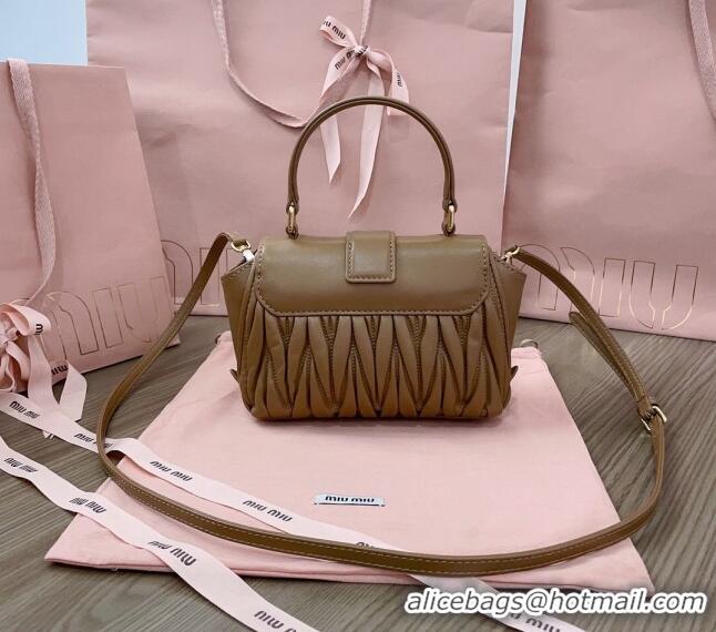 Good Discount Miu Miu Matelassé nappa leather mini-bag 5BP083 Caramel 2024